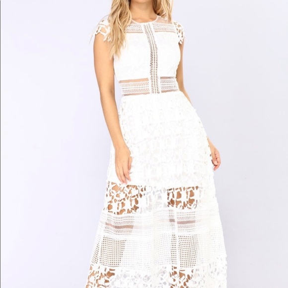 Fashion Nova Dresses & Skirts - Fashion Nova size S crochet maxi  white dress